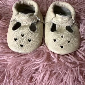 Cream Leather Baby Moccasins
